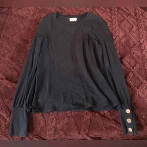 Nation LTD Black Long Sleeve Top with Button Cuffs Size Medium